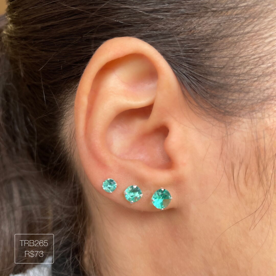 Trio de Brincos de Zircônia Verde Prateado